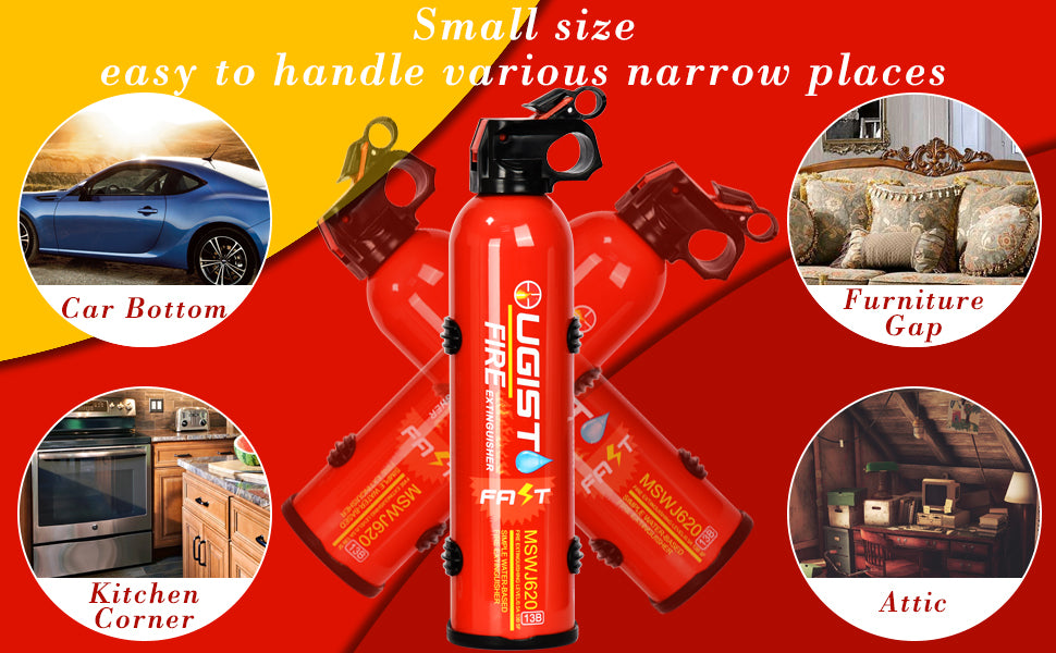 Fire Extinguisher Portable 620ml 4 Count,Can Prevent Re-Ignition,Best Suitable for The House Car Truck Boat Kitchen Home Water-Based Fire Extinguishers