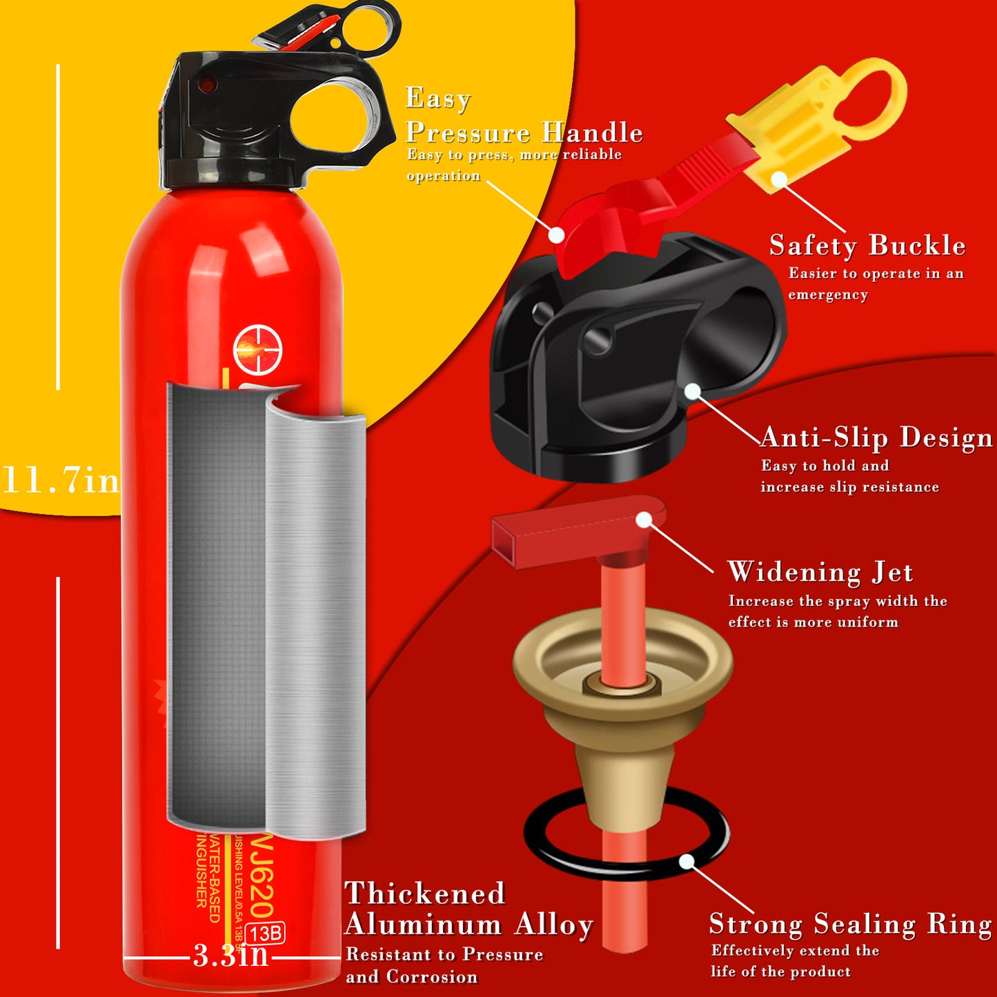 Fire Extinguisher Portable 620ml 4 Count,Can Prevent Re-Ignition,Best Suitable for The House Car Truck Boat Kitchen Home Water-Based Fire Extinguishers
