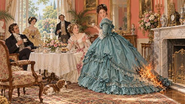 A Skirt Full of Drama: Crinolines, Firelight, and Victorian Fashion