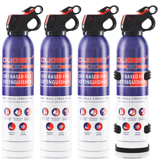 Dry Stop Fire Spray Extinguisher - 600g Quick-Acting Powder for Home, Car, Garage, Kitchen, 1A:10B:C:K Portable & Mess-Free Solution for Electrical, Grease Fires & More - 4 Pack