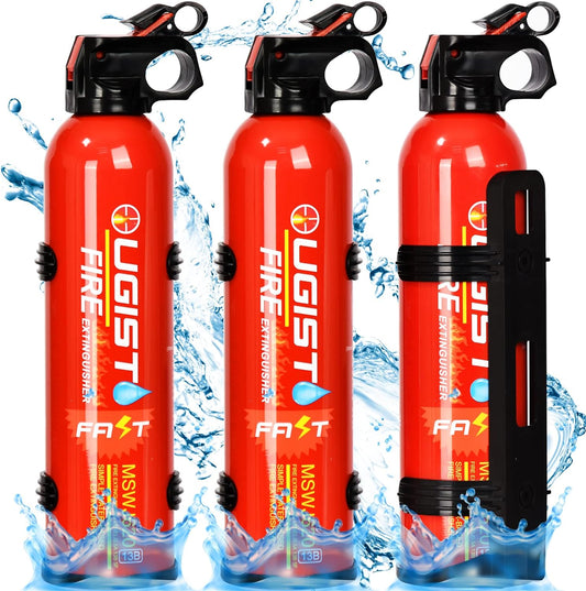 Fire Extinguisher 3 Pack with Bracket Ougist 620ml Fire Extinguishers for the House/Car/Kitchen/Small Fire Extinguisher, which can prevent re-ignition