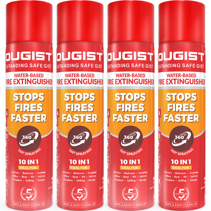 Ougist Fire Extinguisher 1/2/4 Pack | 10-in-1 Portable Fire Extinguisher Spray Effective on A, B, C, K Fires for Home and Vehicle