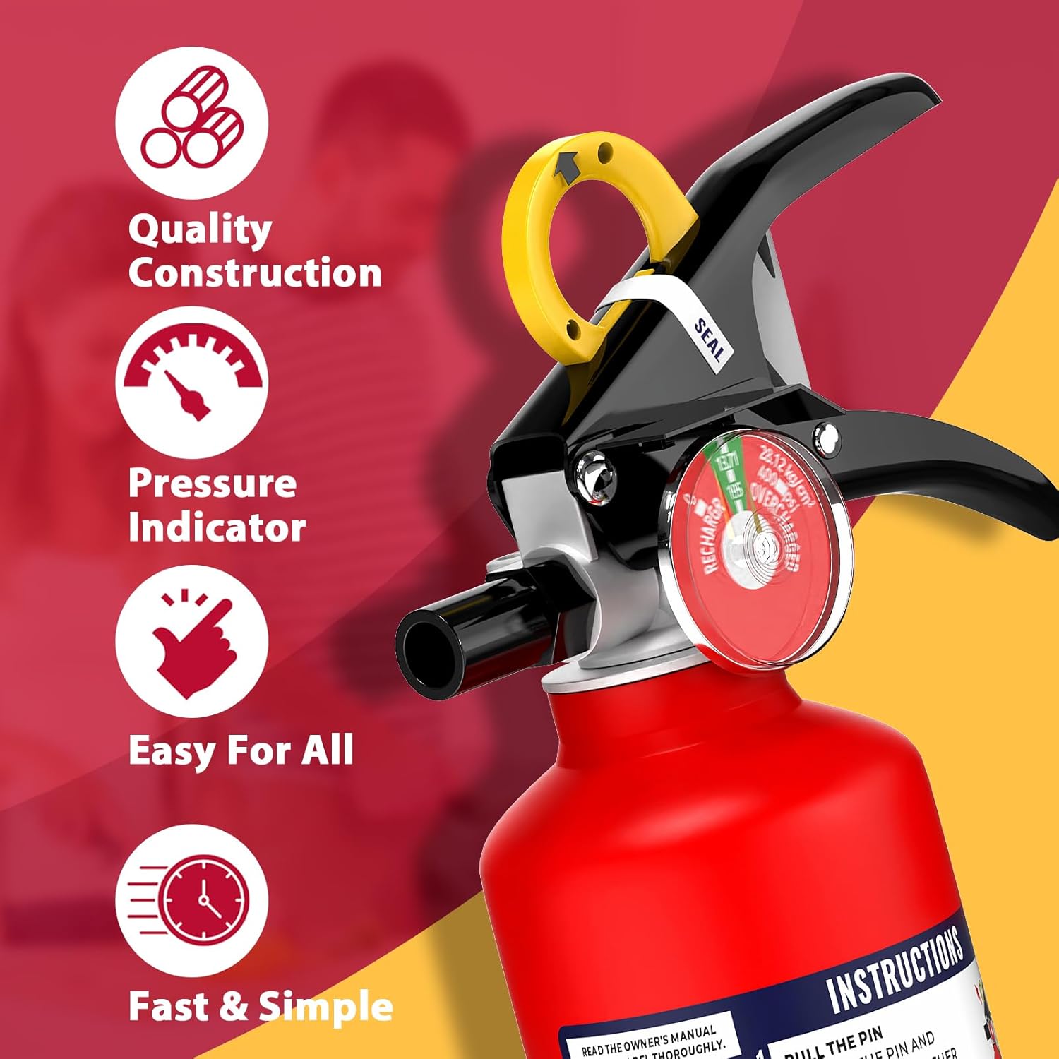 OUGIST Professional ABC Fire Extinguisher | 2.5lb Heavy-Duty Safety for Home, Vehicle & Office