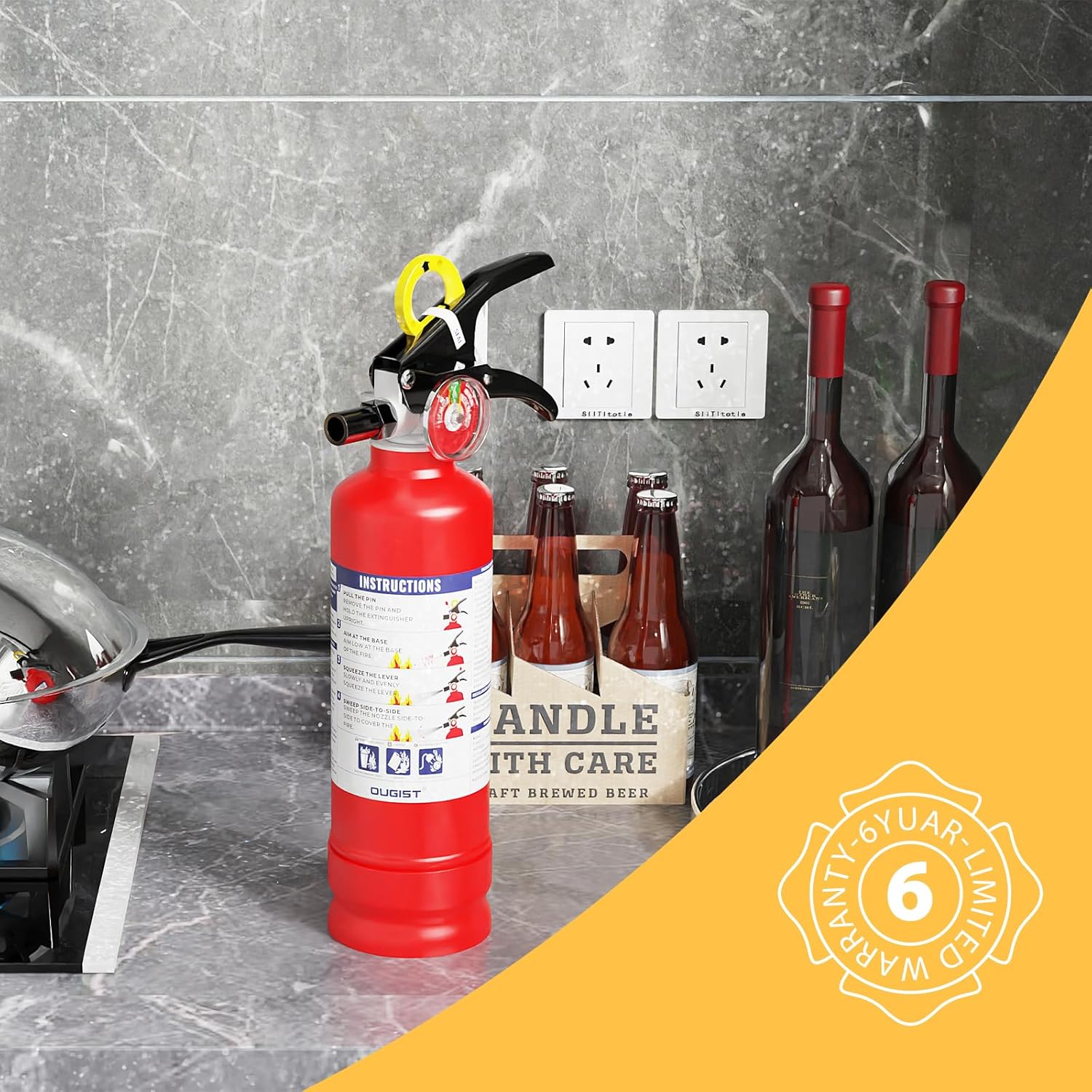 OUGIST Professional ABC Fire Extinguisher | 2.5lb Heavy-Duty Safety for Home, Vehicle & Office