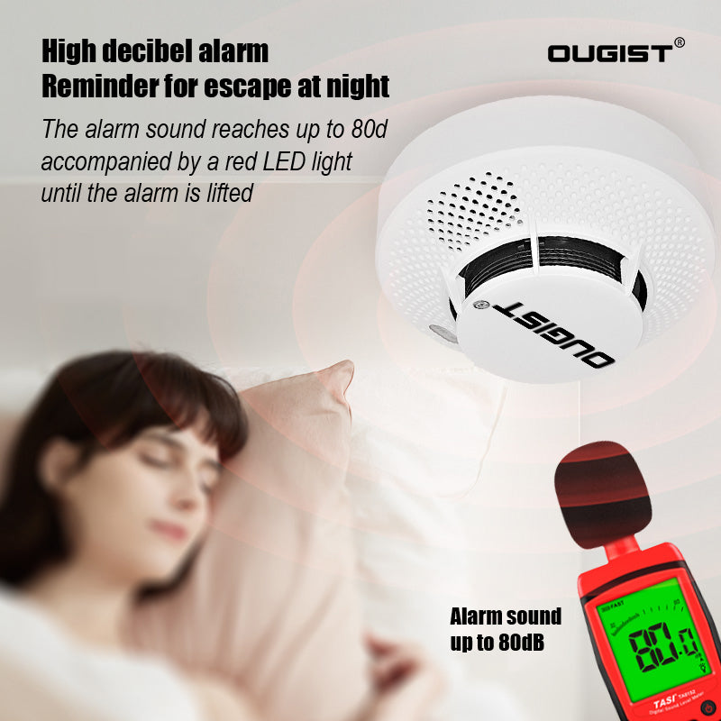 Smoke Alarm, 10-Year Battery Fire Alarm Smoke Detector with LED Indicator & Silence Button
